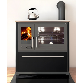 Kachlový sporák Plamen 850 Glas, 8 kW, pravá strana, černý