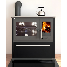 Kachlový sporák Plamen 850 Glas, 8kW, levá strana, černý